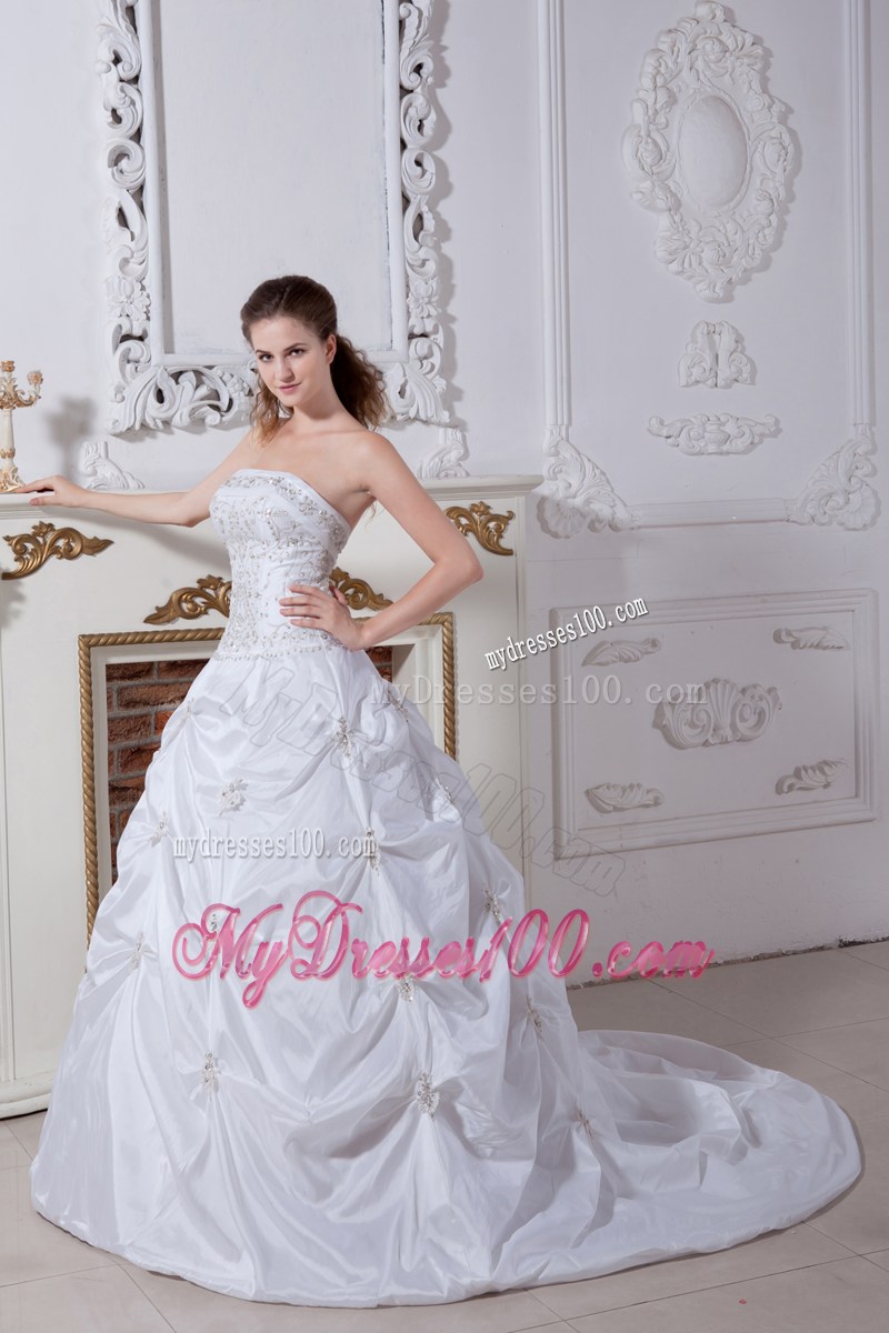 Beaded Embroidery Accent Bust Court Train Dresses for the Bride
