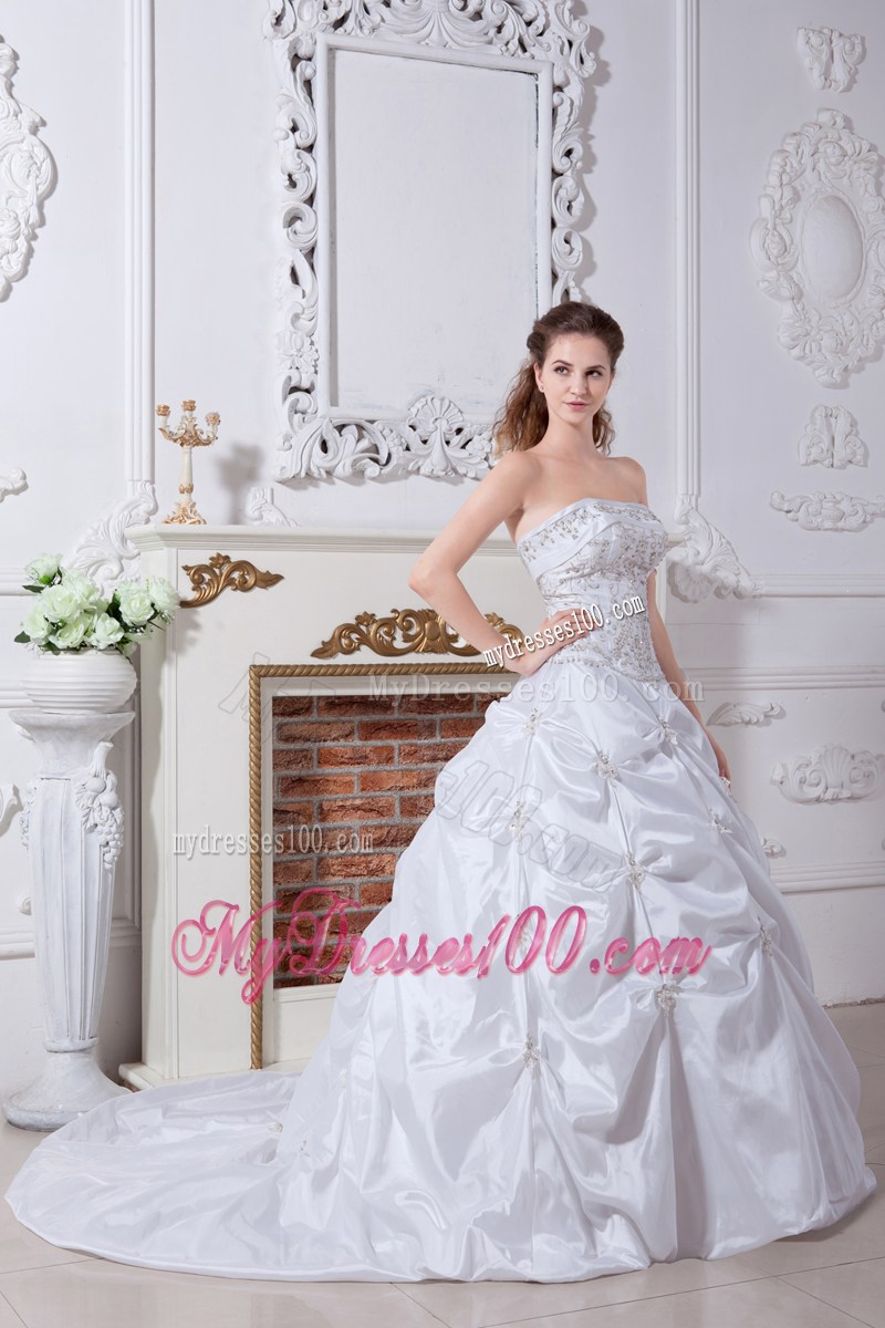 Beaded Embroidery Accent Bust Court Train Dresses for the Bride