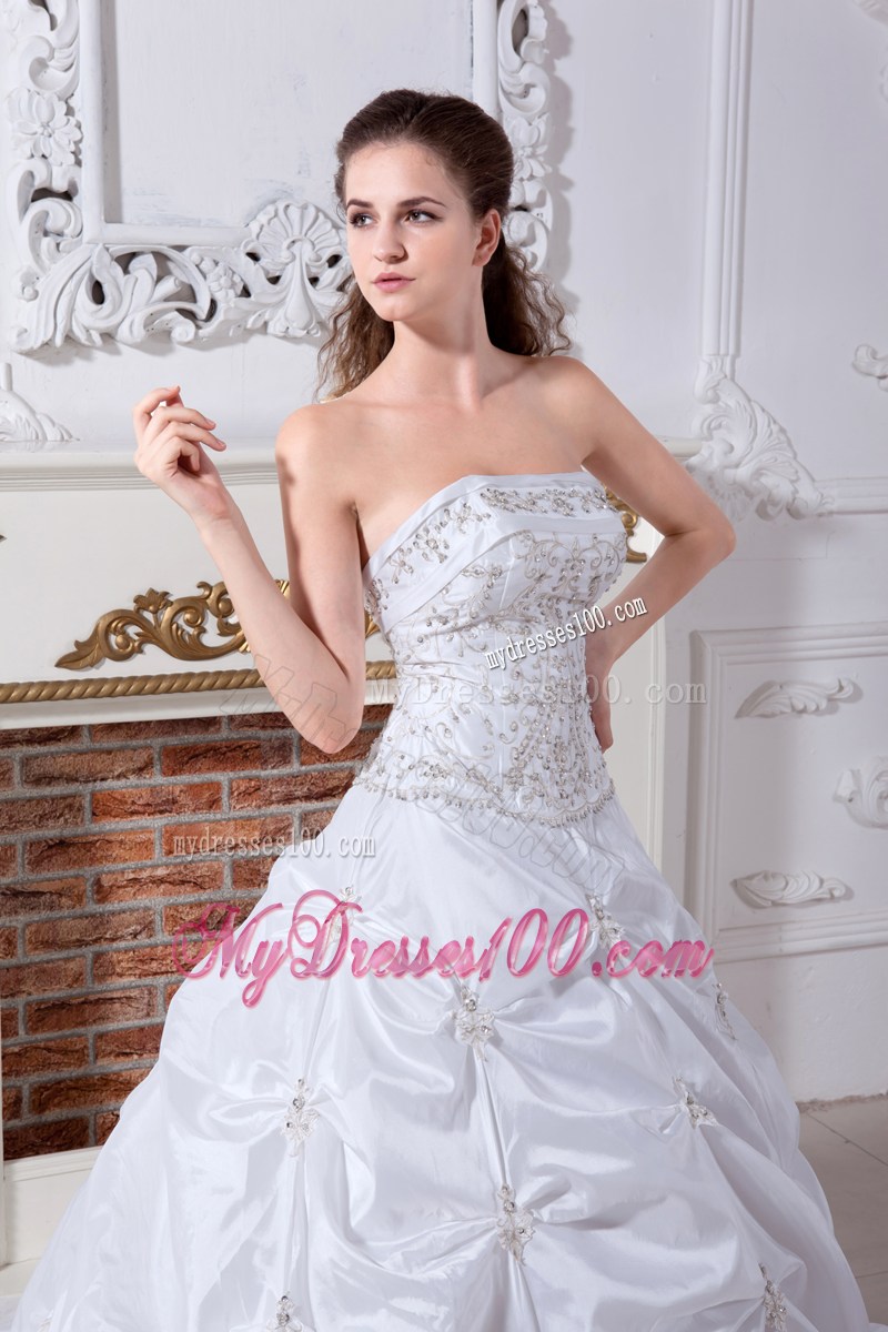Beaded Embroidery Accent Bust Court Train Dresses for the Bride