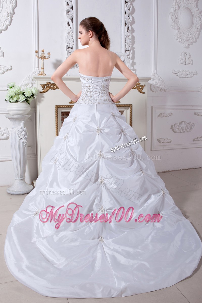 Beaded Embroidery Accent Bust Court Train Dresses for the Bride