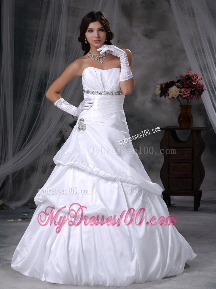 Ruched Layer and Pick-ups Dress for Wedding Decorated with Shining Beadings