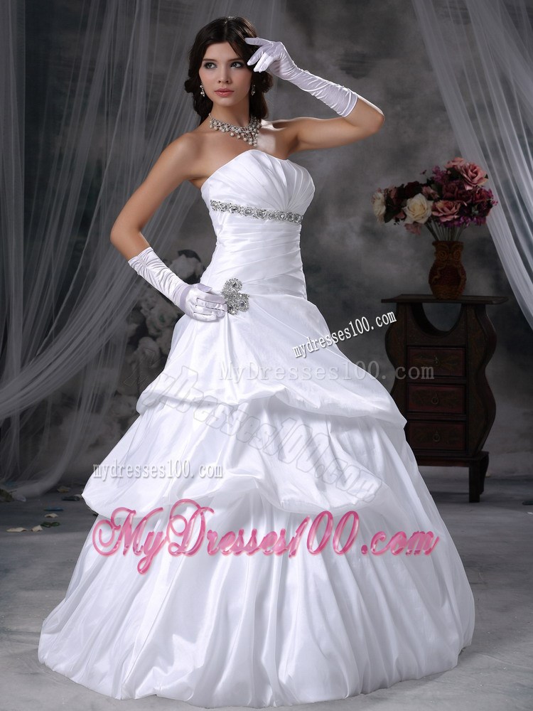Ruched Layer and Pick-ups Dress for Wedding Decorated with Shining Beadings