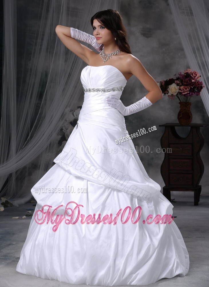 Ruched Layer and Pick-ups Dress for Wedding Decorated with Shining Beadings