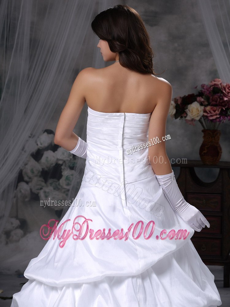 Ruched Layer and Pick-ups Dress for Wedding Decorated with Shining Beadings