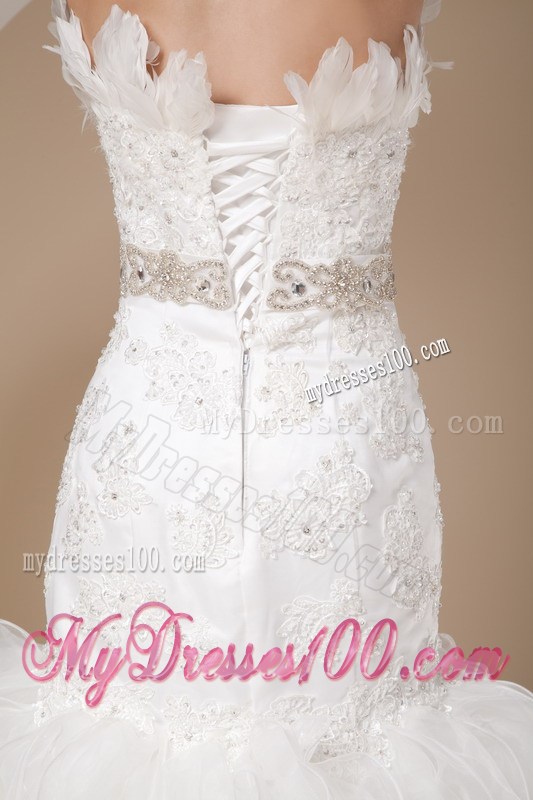 Beading and Appliques Accent Mermaid Organza Court Train Wedding Gown