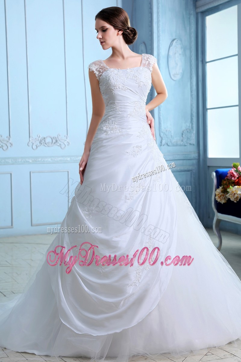 Button Down Back Beading and Ruching Dresses for Brides with Lace Straps