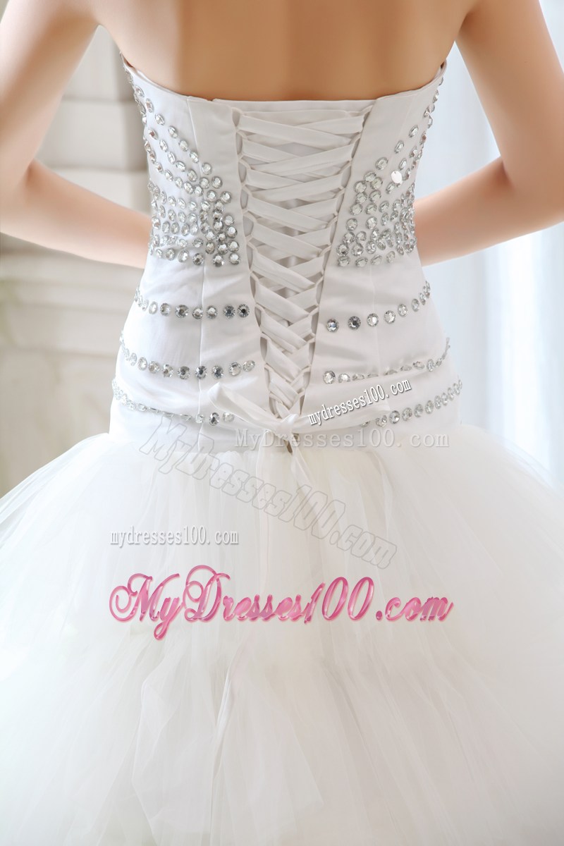 Layers Court Train Wedding Dress Shining with the Shiny Beadings