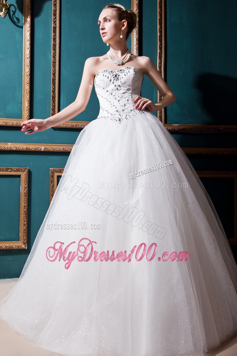 Elegant Jewelries and Sequins Decorated Sleeveless Puffy Dress for Wedding