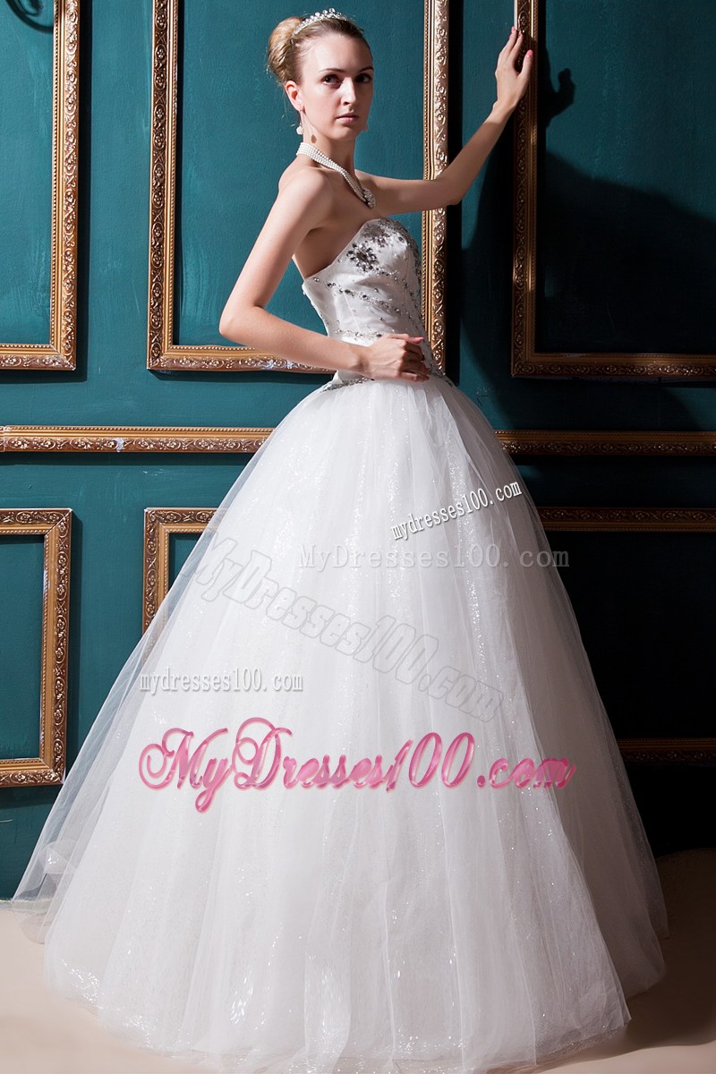 Elegant Jewelries and Sequins Decorated Sleeveless Puffy Dress for Wedding
