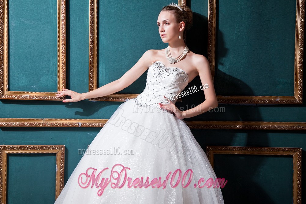 Elegant Jewelries and Sequins Decorated Sleeveless Puffy Dress for Wedding