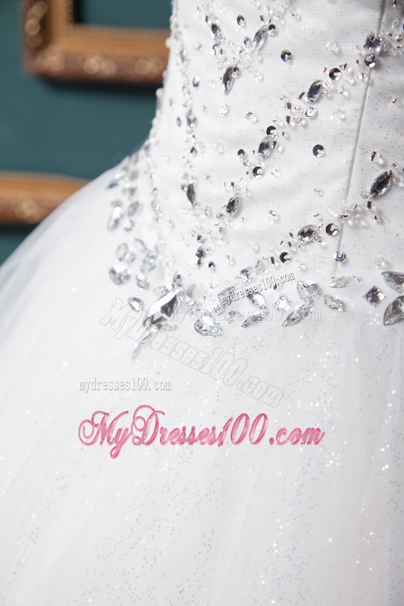 Elegant Jewelries and Sequins Decorated Sleeveless Puffy Dress for Wedding