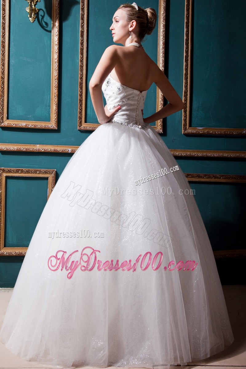 Elegant Jewelries and Sequins Decorated Sleeveless Puffy Dress for Wedding