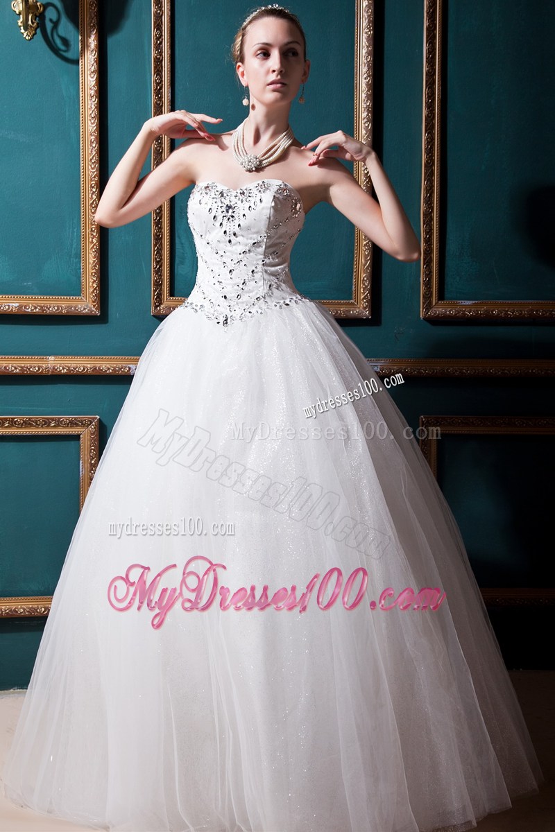 Elegant Jewelries and Sequins Decorated Sleeveless Puffy Dress for Wedding