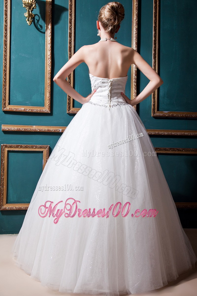 Elegant Jewelries and Sequins Decorated Sleeveless Puffy Dress for Wedding
