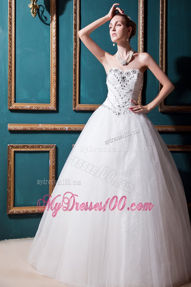 Elegant Jewelries and Sequins Decorated Sleeveless Puffy Dress for Wedding