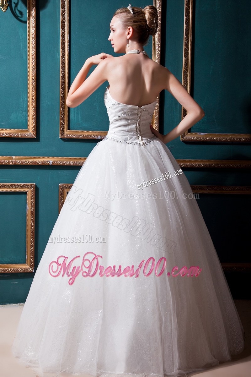 Elegant Jewelries and Sequins Decorated Sleeveless Puffy Dress for Wedding