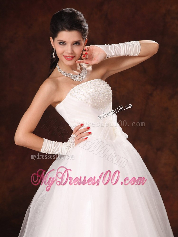 Lovely Bowknot and Beading Floor-length Princess Dress for Wedding