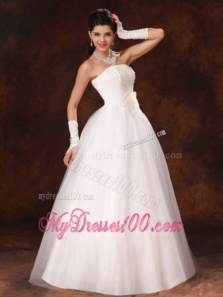 Lovely Bowknot and Beading Floor-length Princess Dress for Wedding