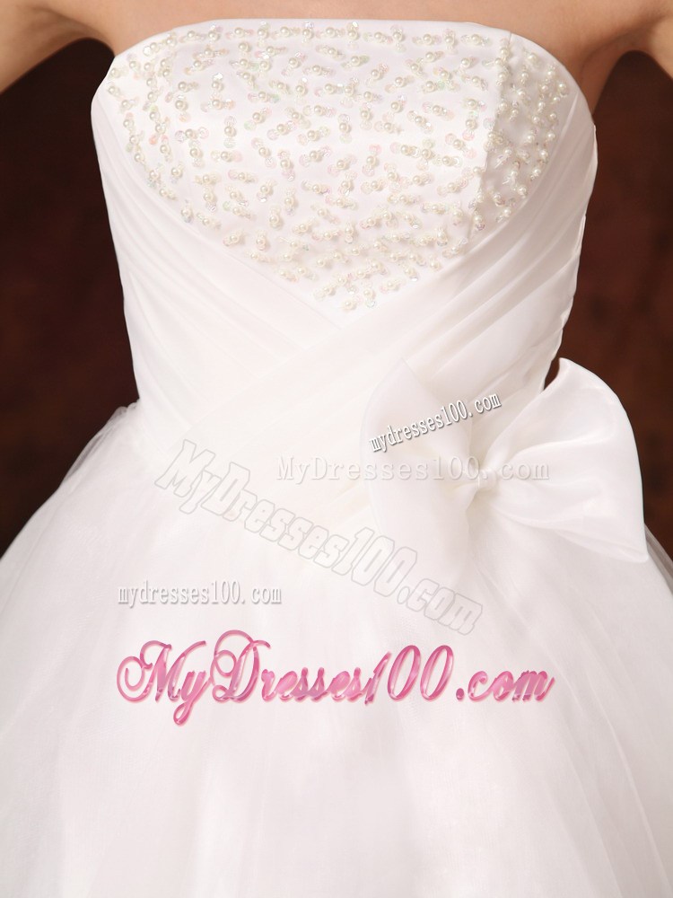 Lovely Bowknot and Beading Floor-length Princess Dress for Wedding