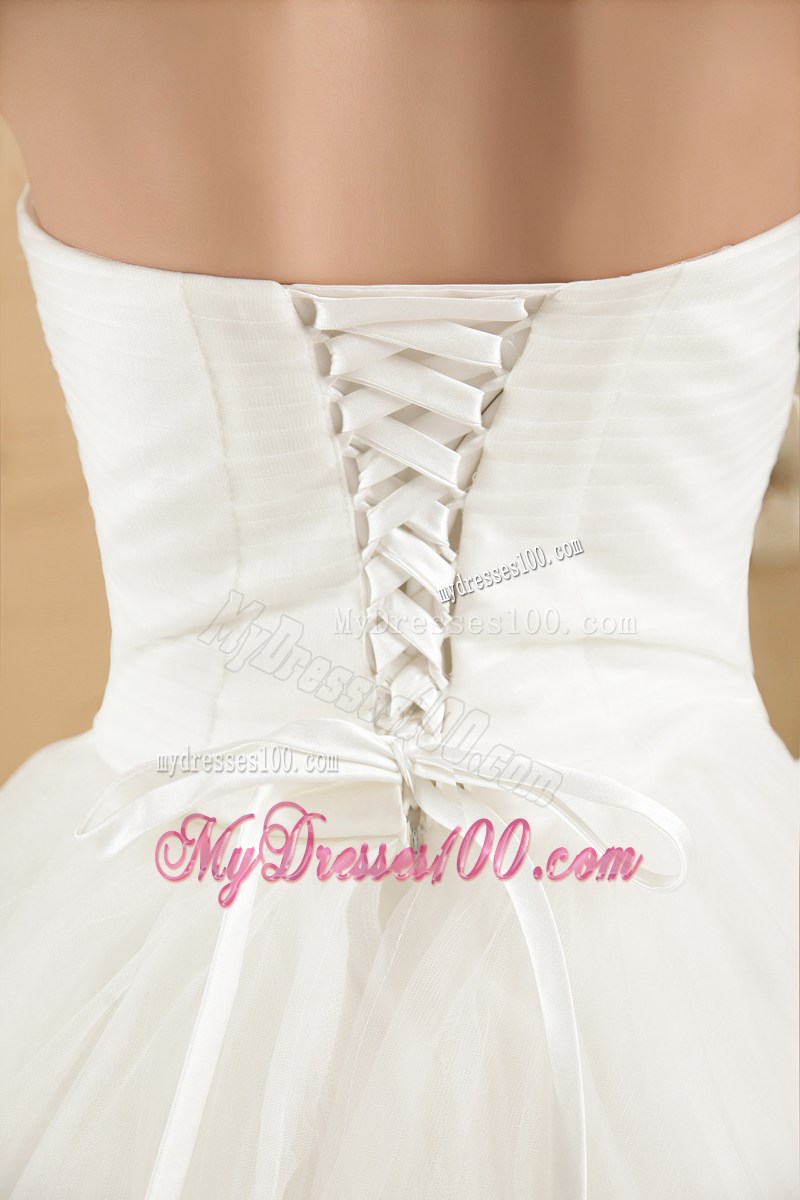 Diamonds and Appliques Decorated Wedding Dress with Big Puffy Skirt
