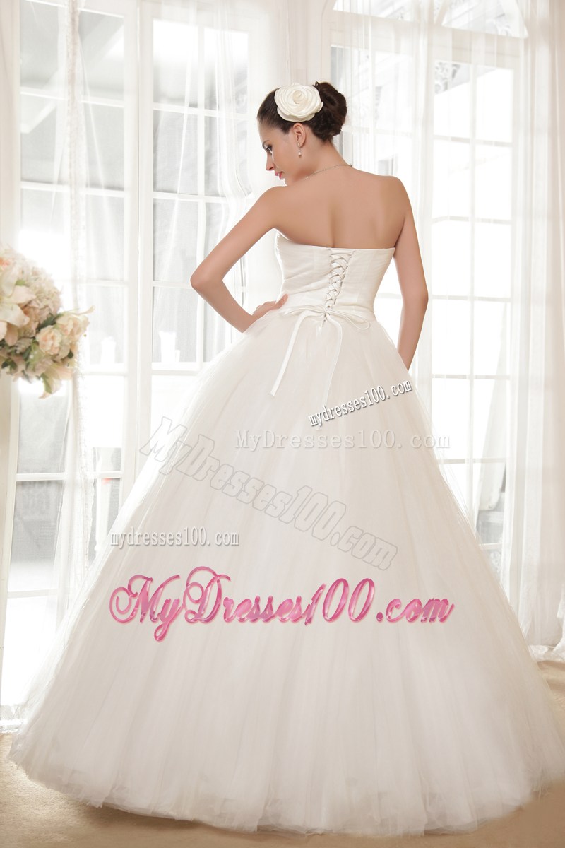 Diamonds and Appliques Decorated Wedding Dress with Big Puffy Skirt