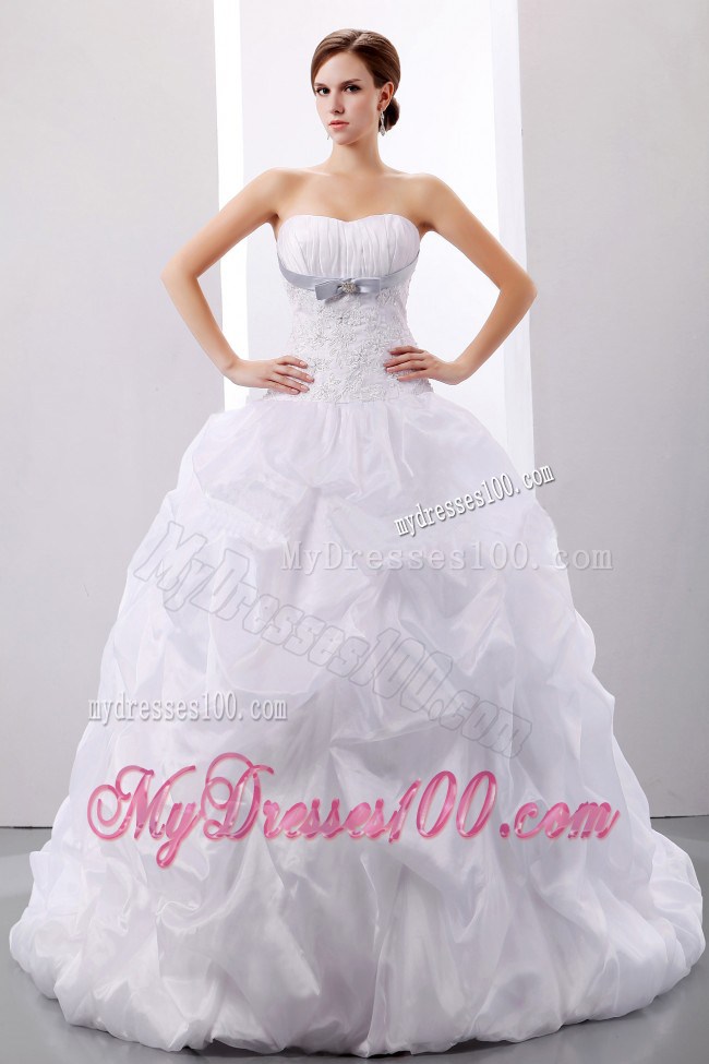 Ruching and Pick-ups Decorated Court Train Dresses for Wedding with Bowknot