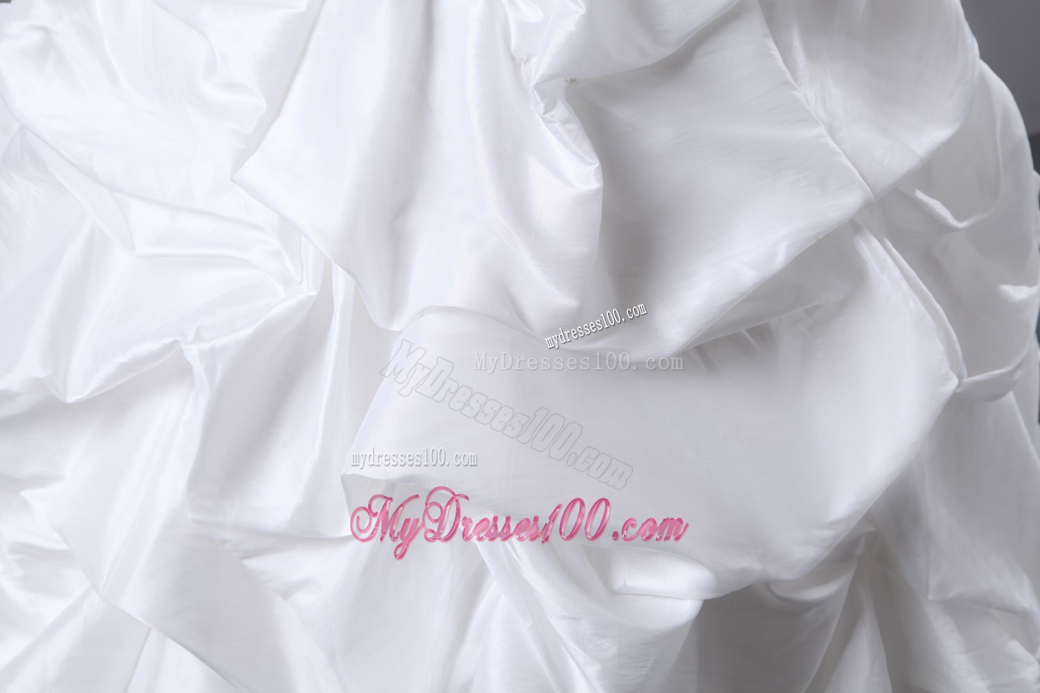 V-neck Floor-length Taffeta Wedding Dress with Appliques and Pick-ups