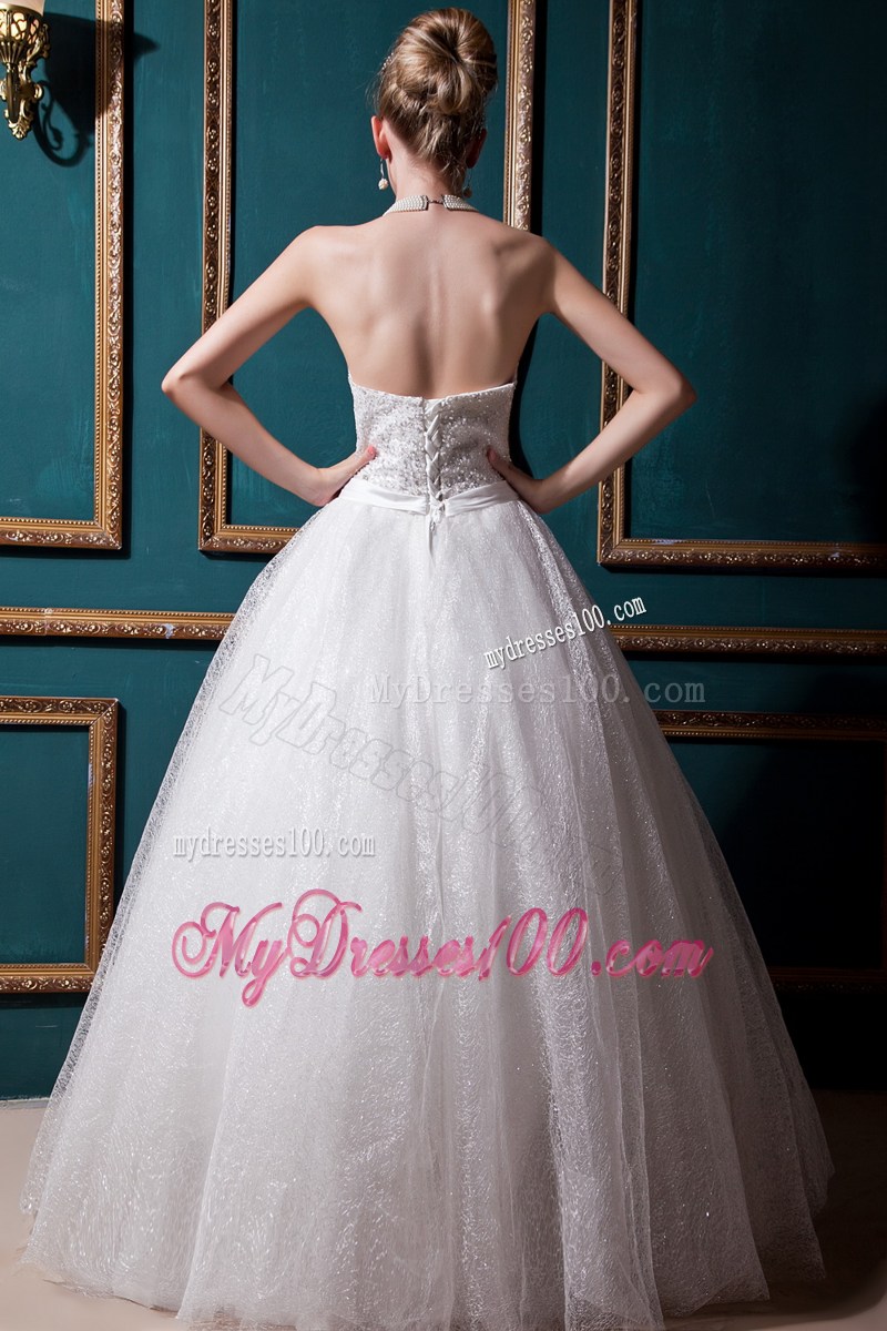 Diamonds Decorated Ball Gown Sweetheart Lace-up Back Dress for Wedding
