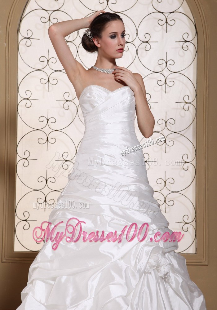 Most Popular Pick-ups Chapel Train White Wedding Gown Sweetheart