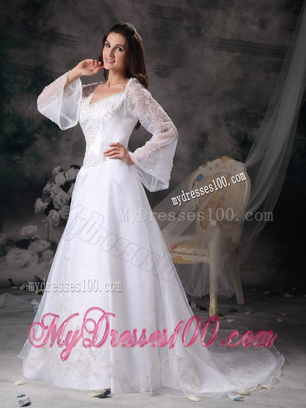 The Brand New Style Long Sleeve White Wedding Gown Court Train