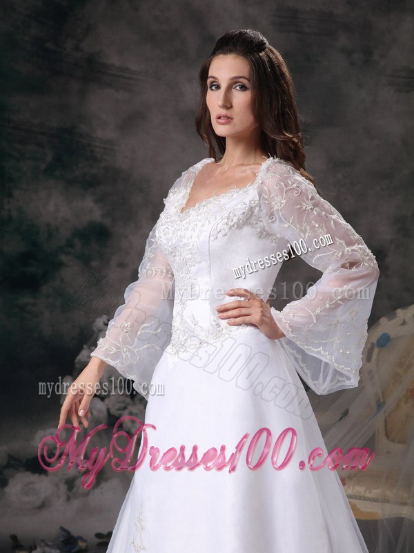 The Brand New Style Long Sleeve White Wedding Gown Court Train