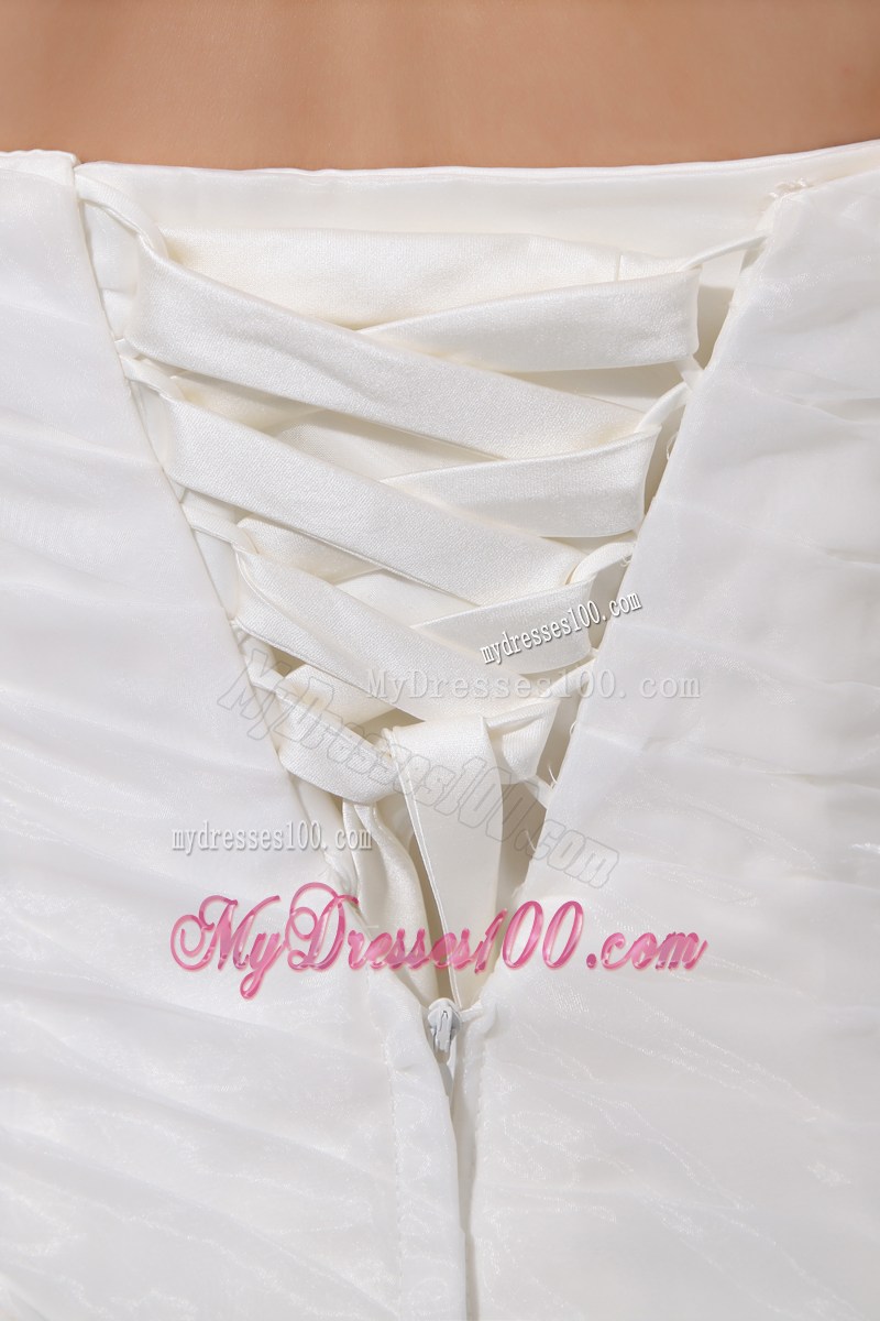 Handle Flowers Straps Court Train Bridal Gowns with Ruching and Ruffles