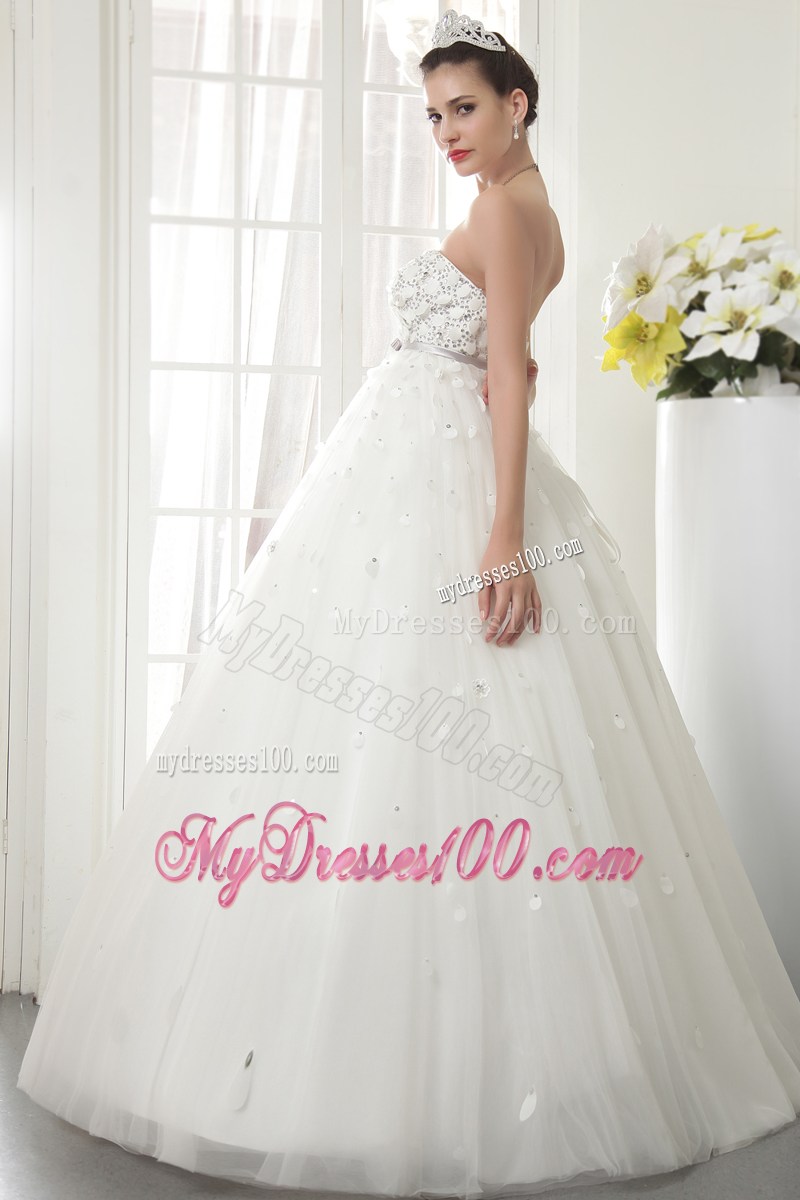Paillettes Beadings and Bowknot Decorated Wedding Dress For Woman