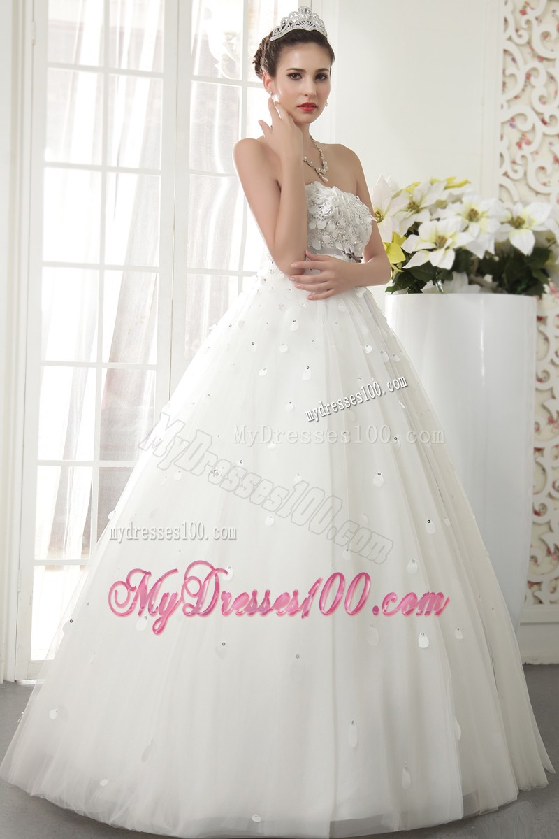 Paillettes Beadings and Bowknot Decorated Wedding Dress For Woman