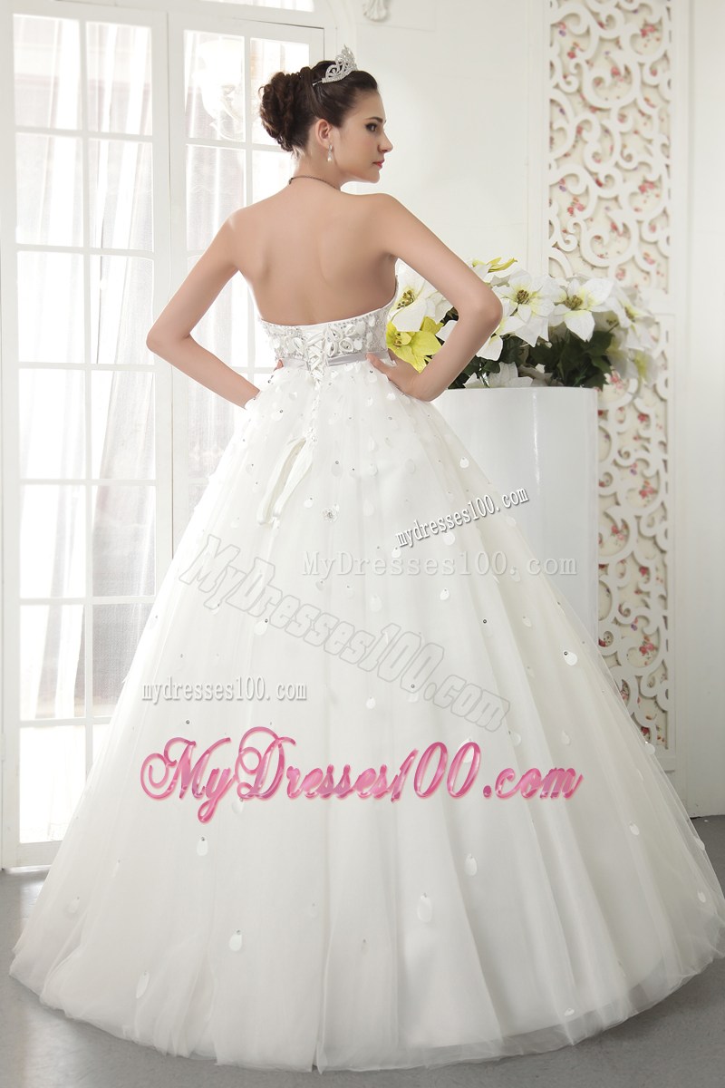 Paillettes Beadings and Bowknot Decorated Wedding Dress For Woman