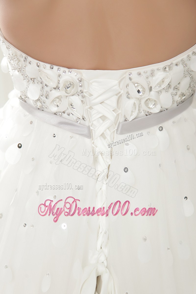 Paillettes Beadings and Bowknot Decorated Wedding Dress For Woman