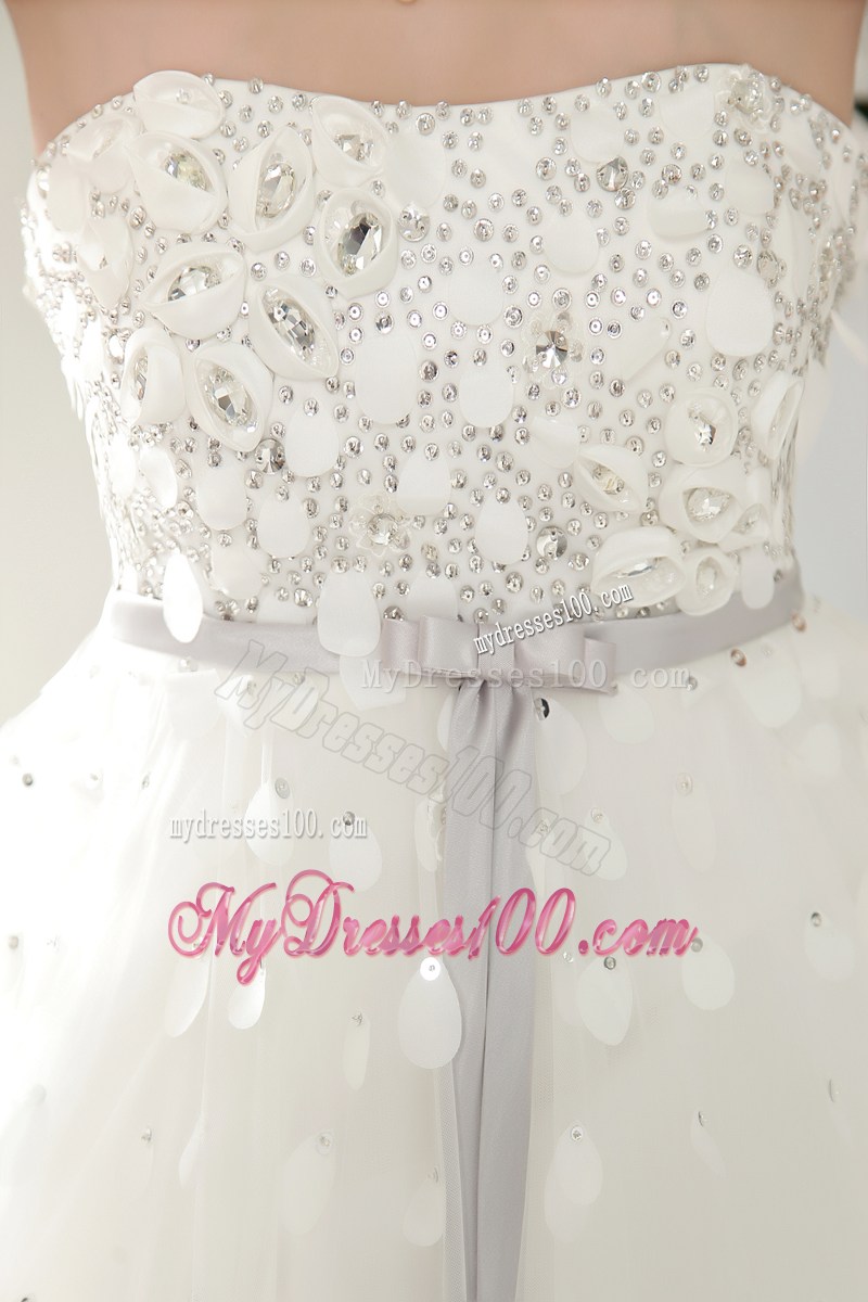 Paillettes Beadings and Bowknot Decorated Wedding Dress For Woman
