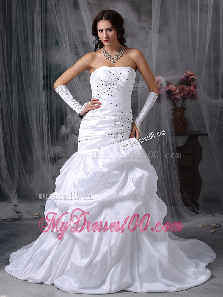 Pearl White Mermaid Bridal Dresses with Appliques and Pick-ups