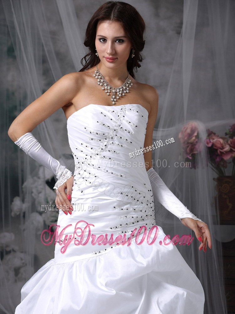 Pearl White Mermaid Bridal Dresses with Appliques and Pick-ups