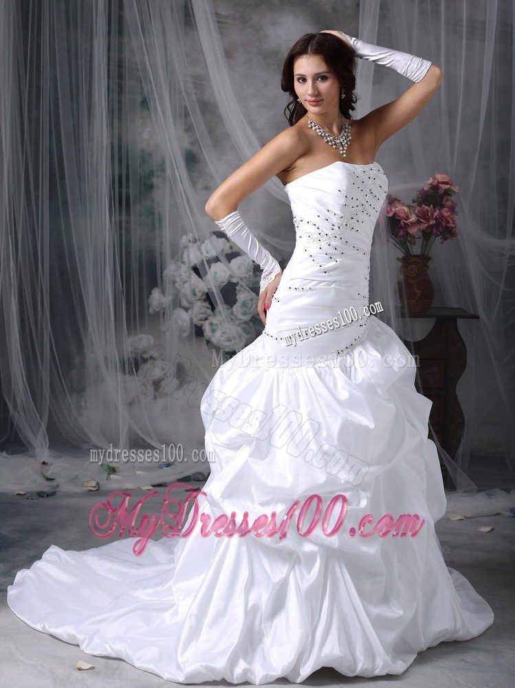 Pearl White Mermaid Bridal Dresses with Appliques and Pick-ups