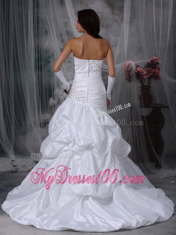 Pearl White Mermaid Bridal Dresses with Appliques and Pick-ups