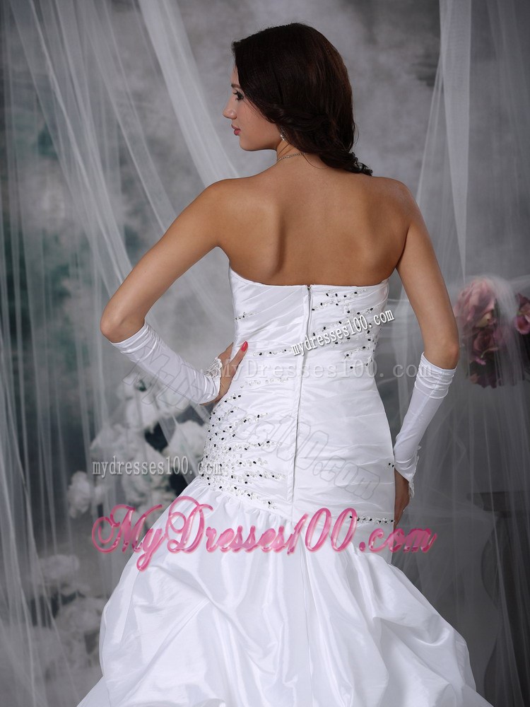 Pearl White Mermaid Bridal Dresses with Appliques and Pick-ups