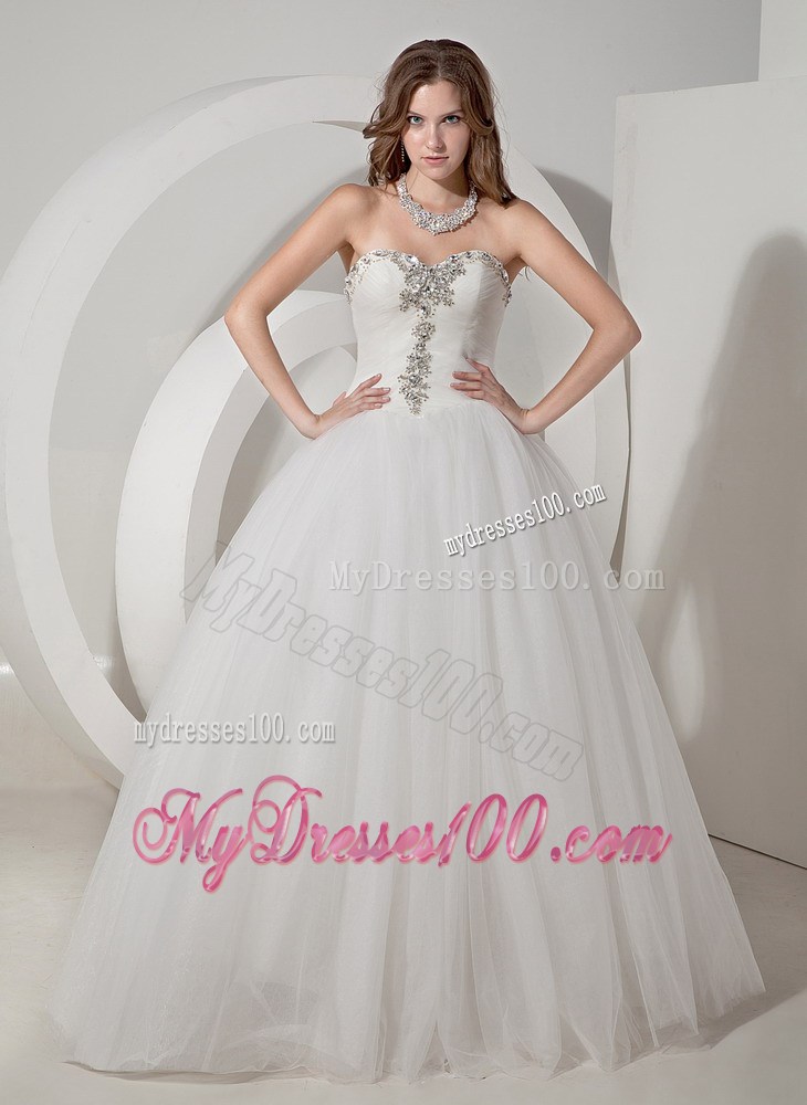 Sweetheart A-line Chapel Beaded Taffeta and Organza Bridal Gown