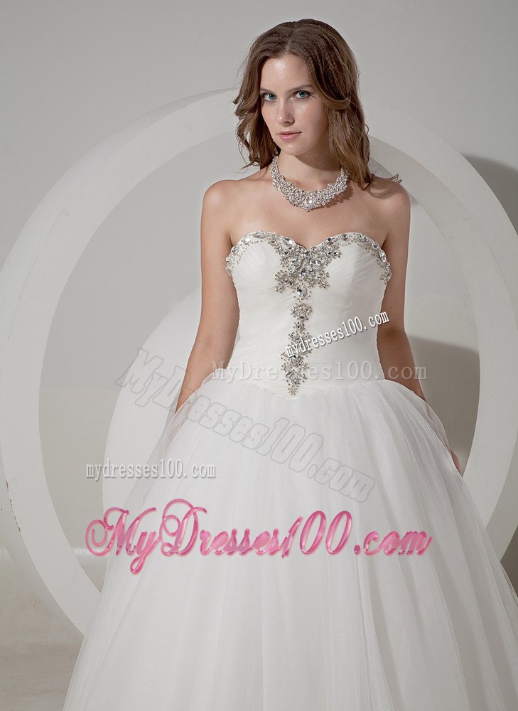Sweetheart A-line Chapel Beaded Taffeta and Organza Bridal Gown