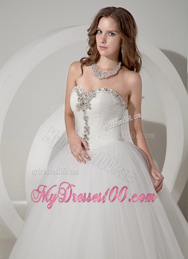 Sweetheart A-line Chapel Beaded Taffeta and Organza Bridal Gown