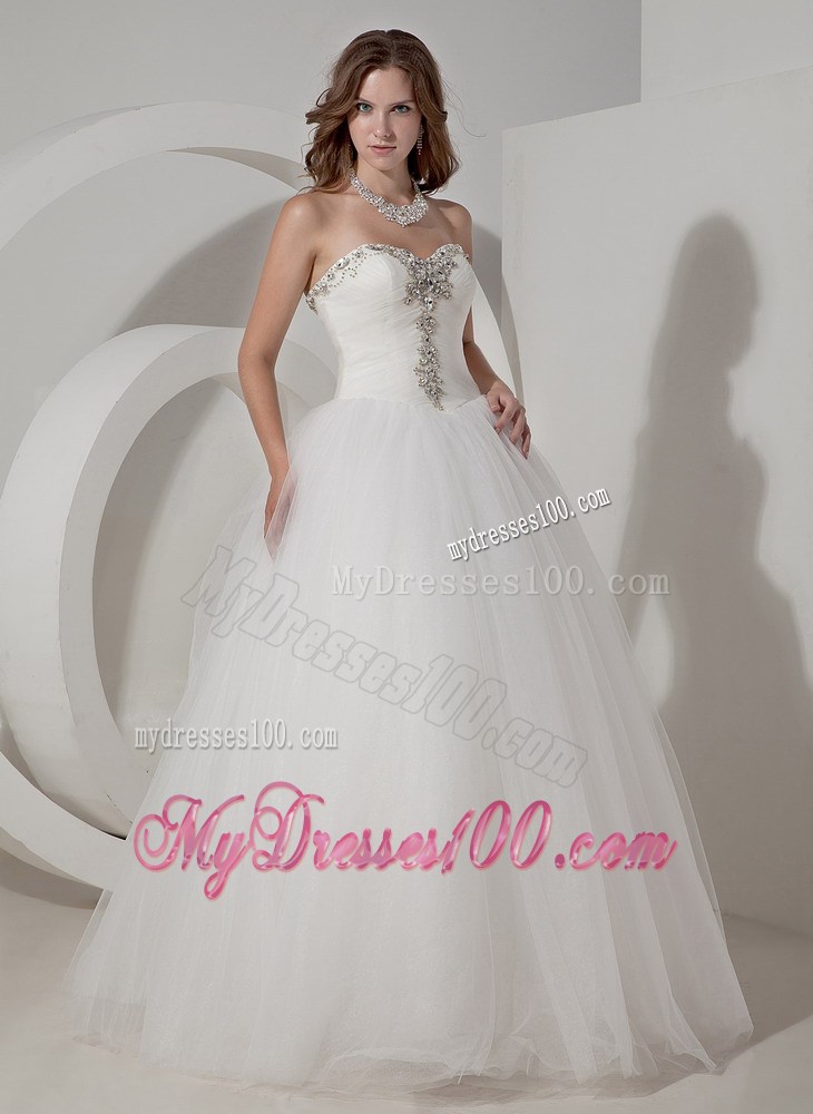 Sweetheart A-line Chapel Beaded Taffeta and Organza Bridal Gown