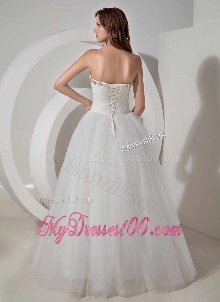 Sweetheart A-line Chapel Beaded Taffeta and Organza Bridal Gown