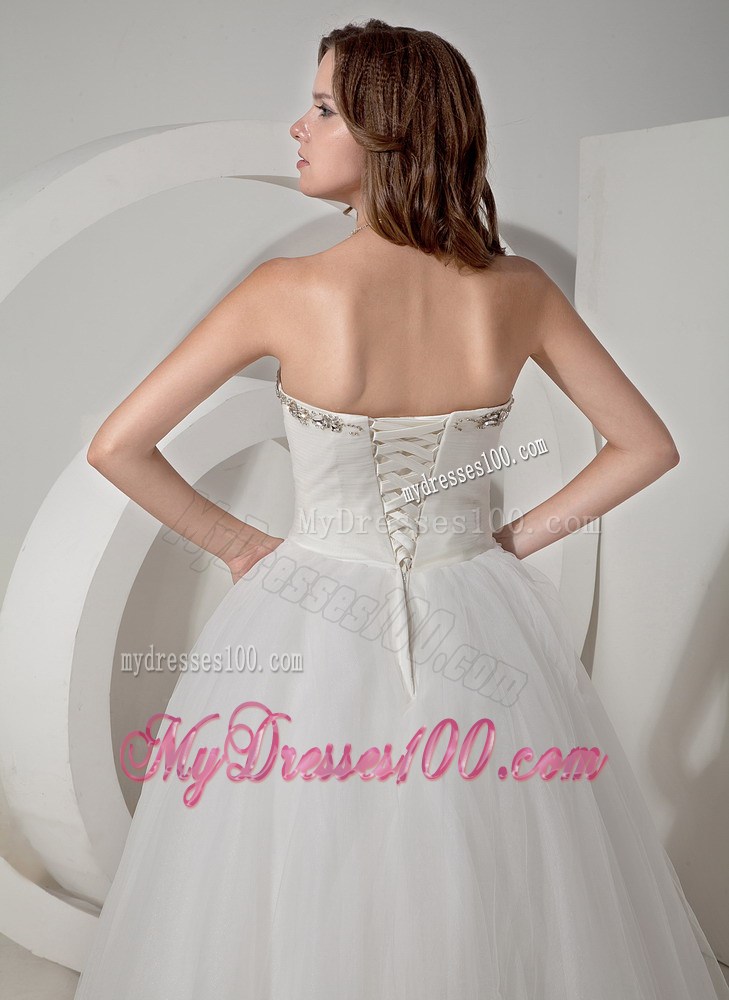 Sweetheart A-line Chapel Beaded Taffeta and Organza Bridal Gown