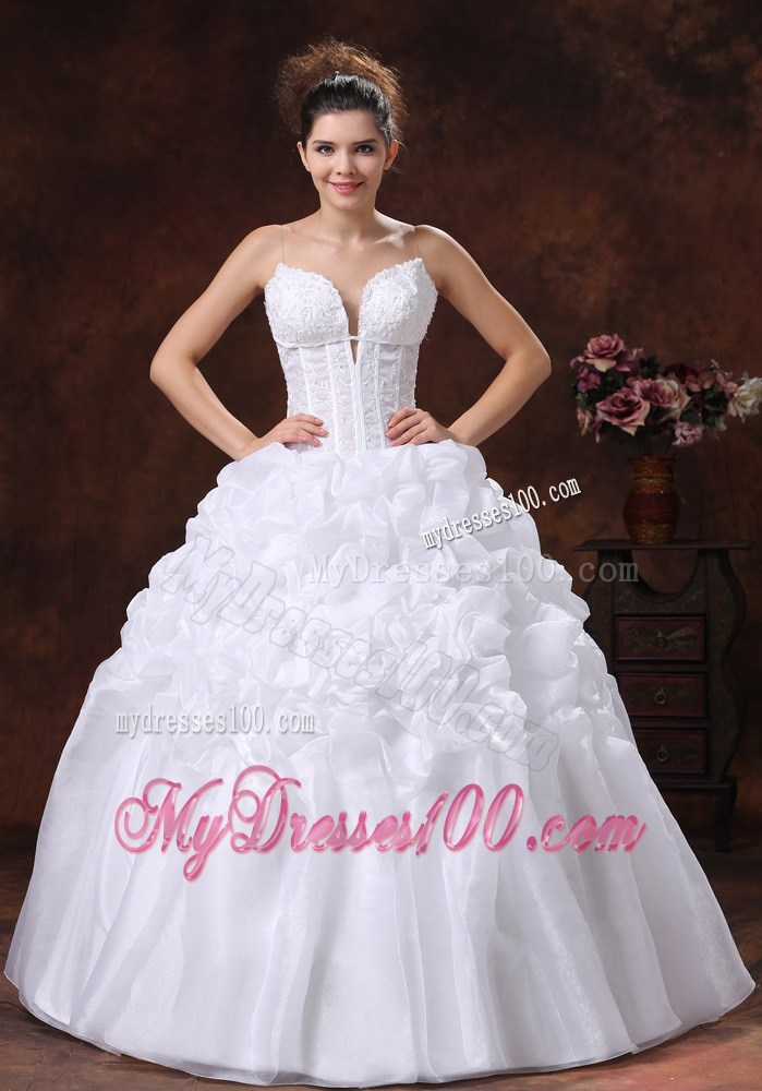 Strapless Bodice Puffy Wedding Dress Decorated with Pick-ups on Sale