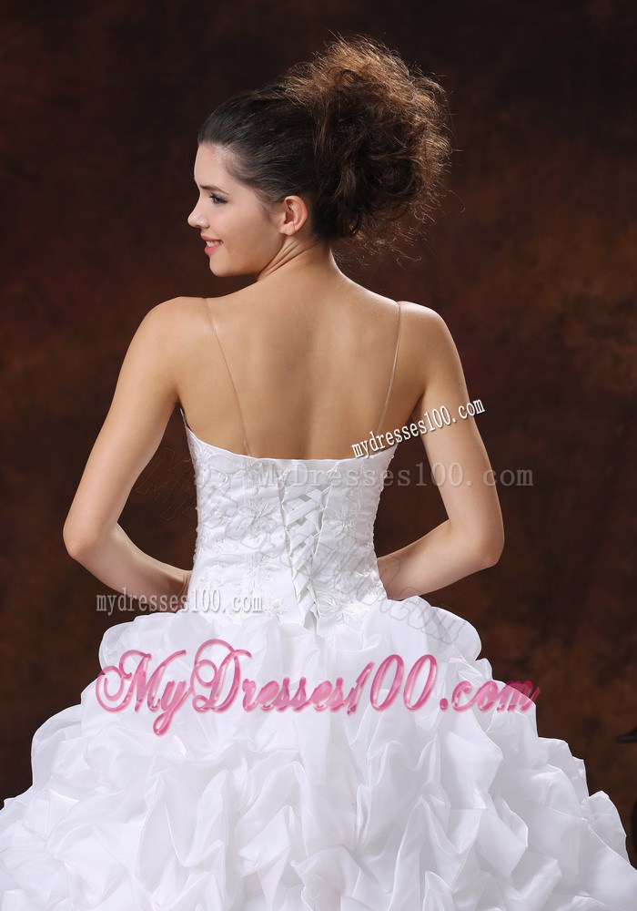 Strapless Bodice Puffy Wedding Dress Decorated with Pick-ups on Sale